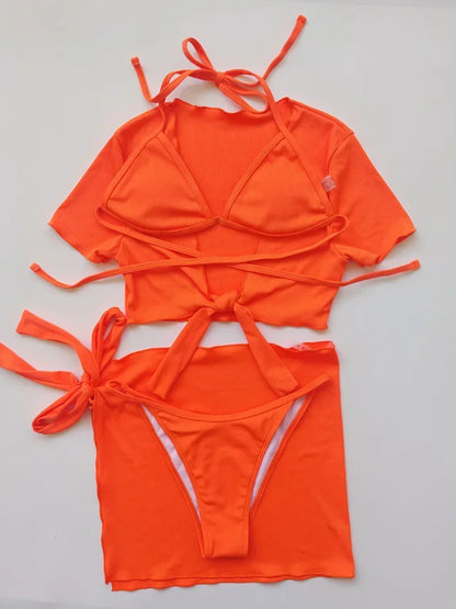 Conjunto de Bikini de 4 Piezas con falda y top