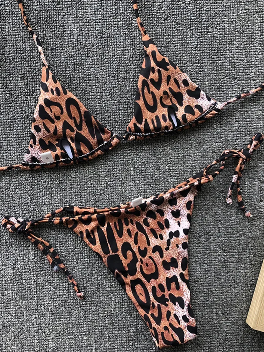 Bikini brasileño de leopardo 2 piezas