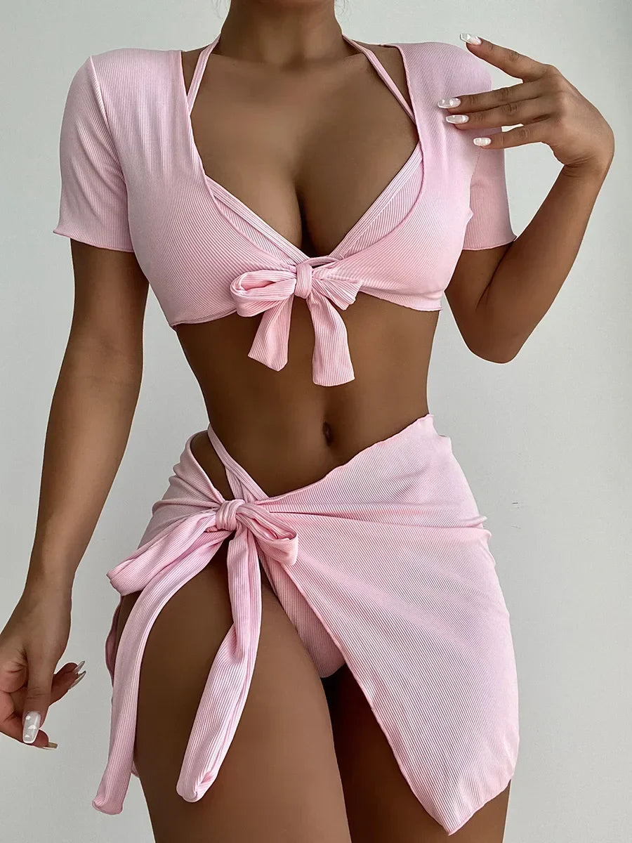 Conjunto de Bikini de 4 Piezas con falda y top