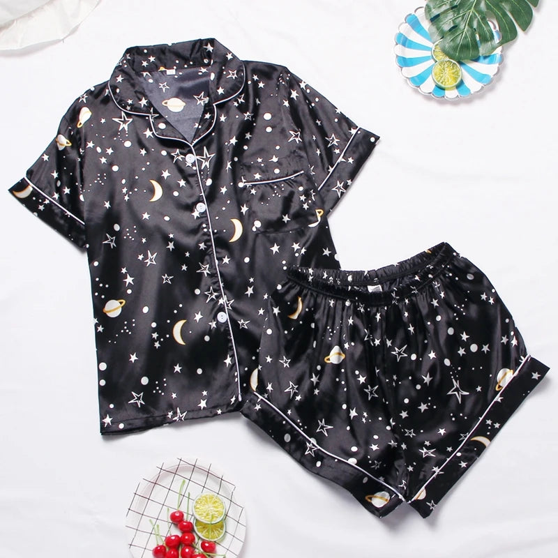 Conjunto de Pijamas de Satén para Mujer – Dos Pieza