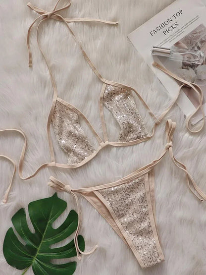 bikini de 2 piezas con Lentejuelas Brillantes