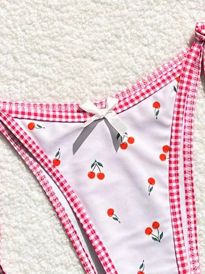 Bikini brasileño de 2 piezas con estampado de cerezas